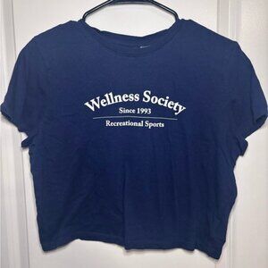 Wellness Society Navy Blue Cropped Graphic Tee